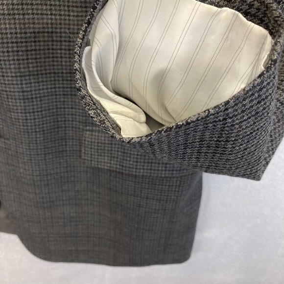 Chaps 100% Lambswool Blazer Jacket Mens 42R Gray Houndstooth Sport Coat Formal - Picture 9 of 16